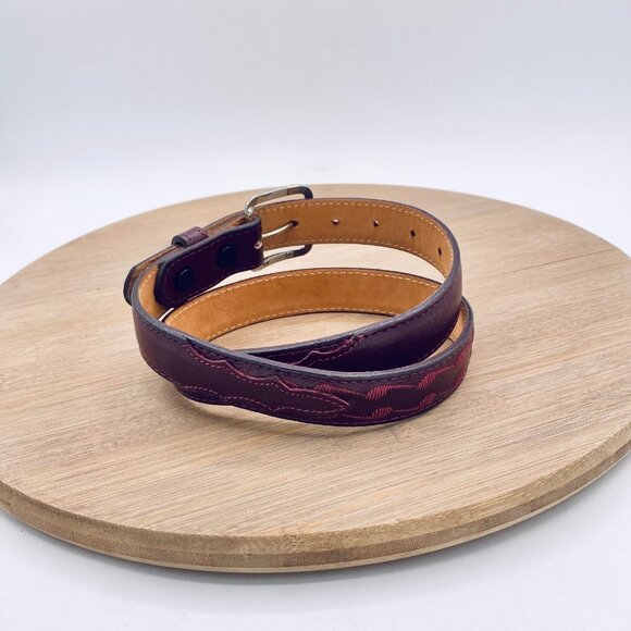 Vintage Tony Lama Belt Womens 26 Cherry Red Full Grain Leather Western USA main image 8